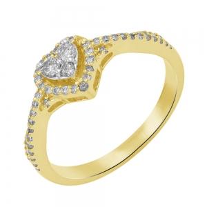 Lab-grown Diamond Heart RBC Pave-set Promise Ring 0.50 Ct. T.w. in 10K Yellow Gold