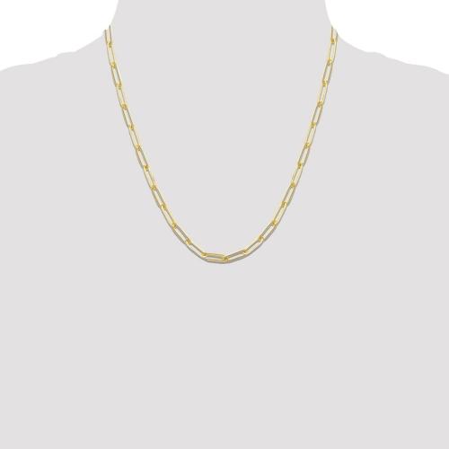 16 inch 3 mm Paper Clip Chain Necklace In 14Kt Yellow Gold