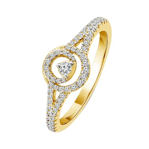 1/4 Ct. T.w. Diamond Round Halo Promise Ring In 10Kt Yellow Gold