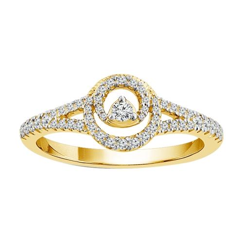 1/4 Ct. T.w. Diamond Round Halo Promise Ring In 10Kt Yellow Gold