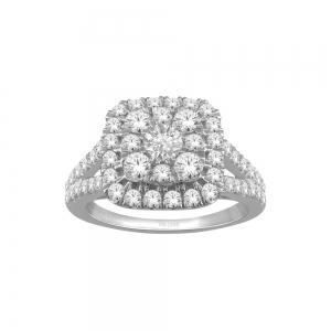 Ultimate Value® Composite Cushion Double Halo Split Shank Diamond Ring - 1 Ct. T.w. in 10K White Gold
