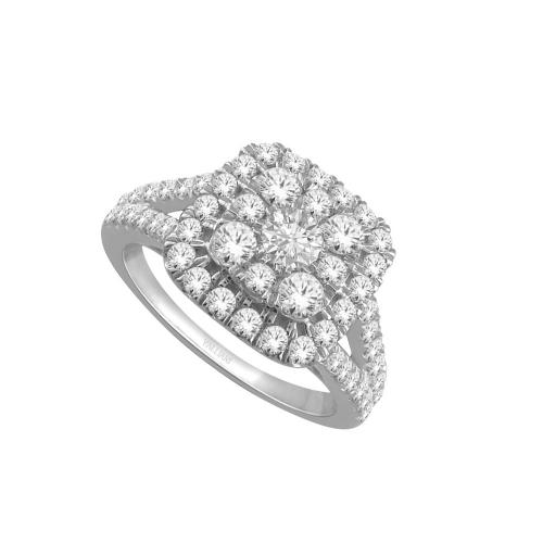 Ultimate Value® Composite Cushion Double Halo Split Shank Diamond Ring - 1 Ct. T.w. in 10K White Gold