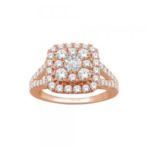 Ultimate Value® Composite Cushion Double Halo Split Shank Diamond Ring - 1 Ct. T.w. in 10K Rose Gold