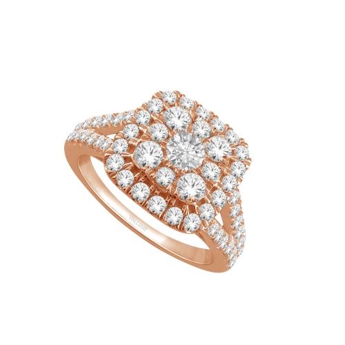 Ultimate Value® Composite Cushion Double Halo Split Shank Diamond Ring - 1 Ct. T.w. in 10K Rose Gold