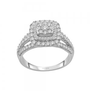 Ultimate Value® Composite Cushion Double Halo Split Shank Diamond Engagement Ring - 1 Ct. T.w. in 10K White Gold