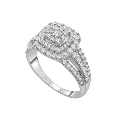 Ultimate Value® Composite Cushion Double Halo Split Shank Diamond Engagement Ring - 1 Ct. T.w. in 10K White Gold