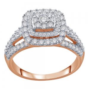 Ultimate Value® Composite Cushion Double Halo Split Shank Diamond Engagement Ring - 1 Ct. T.w. in 10K Rose Gold