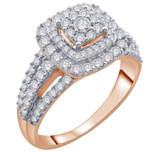 Ultimate Value® Composite Cushion Double Halo Split Shank Diamond Engagement Ring - 1 Ct. T.w. in 10K Rose Gold