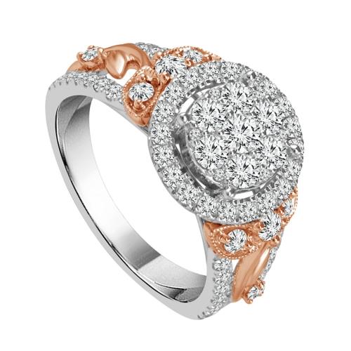 Ultimate Value® Floral Accented Cluster Halo Diamond Engagement Ring - 1 Ct. T.w. in 10K White Rose Gold
