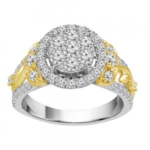 Ultimate Value® Floral Accented Cluster Halo Diamond Engagement Ring - 1 Ct. T.w. in 10K White Yellow Gold