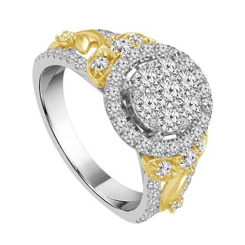 Ultimate Value® Floral Accented Cluster Halo Diamond Engagement Ring - 1 Ct. T.w. in 10K White Yellow Gold