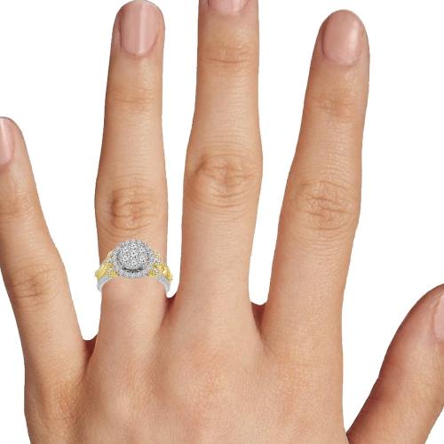 Ultimate Value® Floral Accented Cluster Halo Diamond Engagement Ring - 1 Ct. T.w. in 10K White Yellow Gold