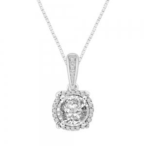 Ultimate Value® Round Halo Diamond Pendant - 0.40 Ct. T.w. in 14K White Gold