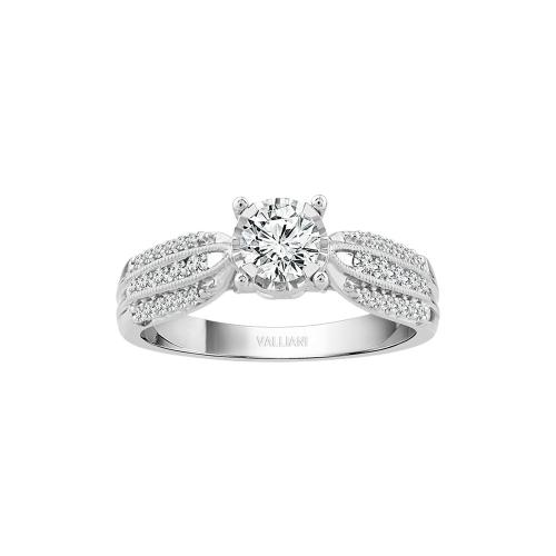 Diani® 3-row Round Solitaire Engagement Ring - 0.75 Ct. T.w. in 14K White Gold