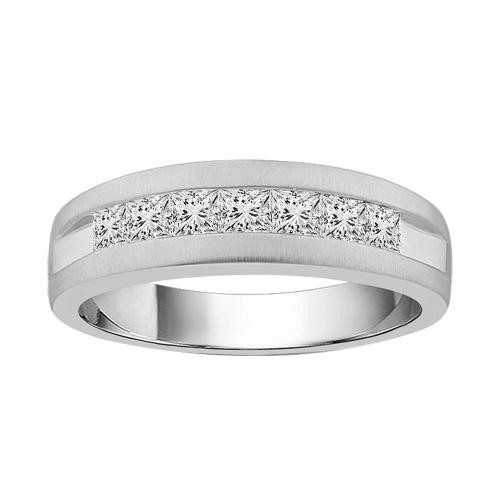 Ovani® Diamonds 7-stone Princess-cut Channel-set Men's Wedding Band 1 Ct. T.w. in 18K White Gold