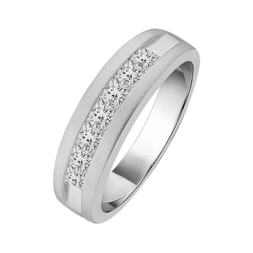 Ovani® Diamonds 7-stone Princess-cut Channel-set Men's Wedding Band 1 Ct. T.w. in 18K White Gold