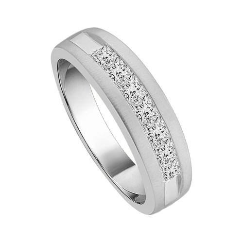 Ovani® Diamonds 7-stone Princess-cut Channel-set Men's Wedding Band 1 Ct. T.w. in 18K White Gold