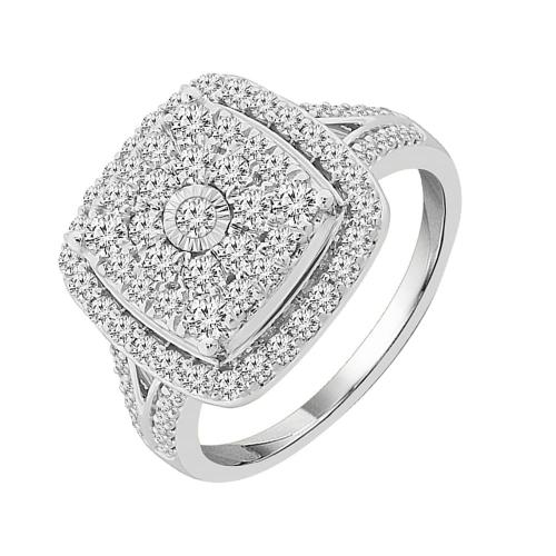 1.00CT. T.W. DIAMOND CUSHION-HALO  COMPOSITE RING IN 10K GOLD