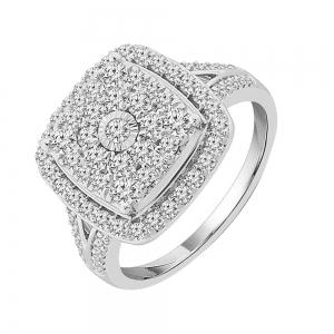 1.00CT. T.W. DIAMOND CUSHION-HALO  COMPOSITE RING IN 10K GOLD