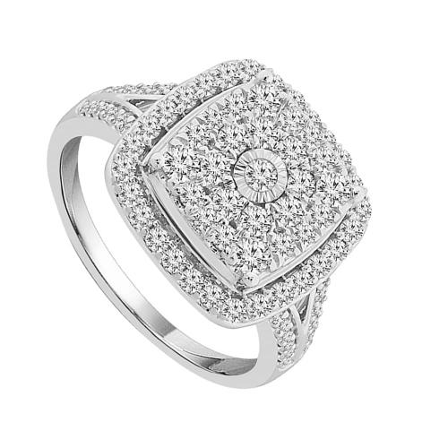 1.00CT. T.W. DIAMOND CUSHION-HALO  COMPOSITE RING IN 10K GOLD