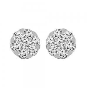 Diani® 14-stone Floral Cluster Studs - 3 Ct. T.w. in 14K White Gold