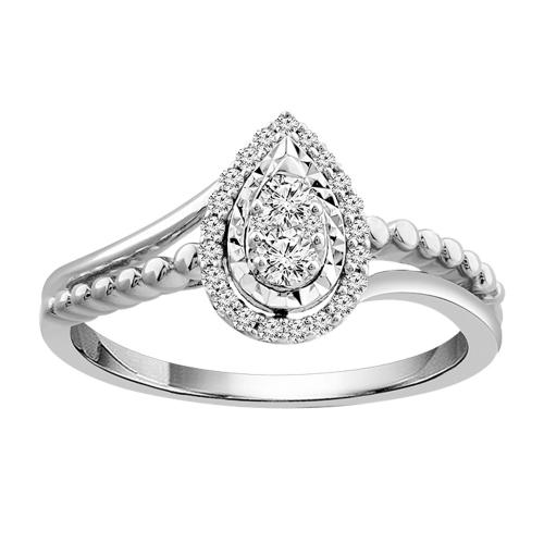 0.15 CT. T.W. DIAMOND PEAR-SHAPED HALO PROMISE RING IN 10K GOLD