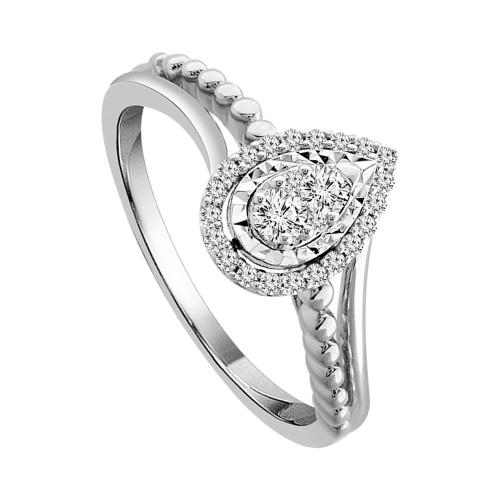 0.15 CT. T.W. DIAMOND PEAR-SHAPED HALO PROMISE RING IN 10K GOLD