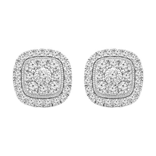 1 Ct. T.w. Diamond Halo Composite Stud Earrings In 10Kt White Gold