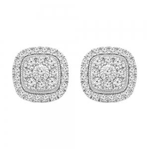 1 Ct. T.w. Diamond Halo Composite Stud Earrings In 10Kt White Gold