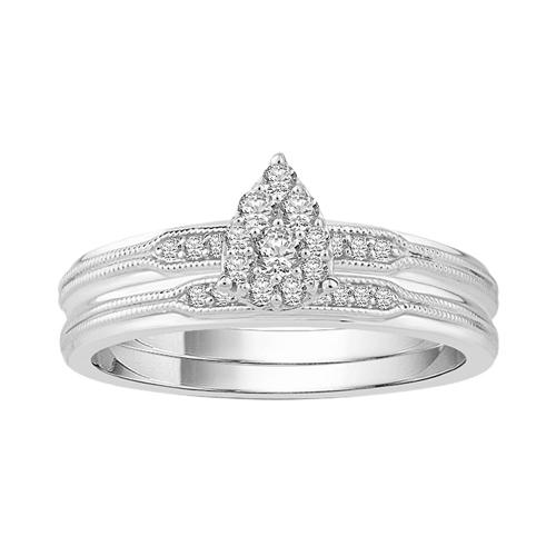 1/4 Ct. T.w. Diamond Pear-shaped Trio Bridal Ring Set In 10Kt White Gold