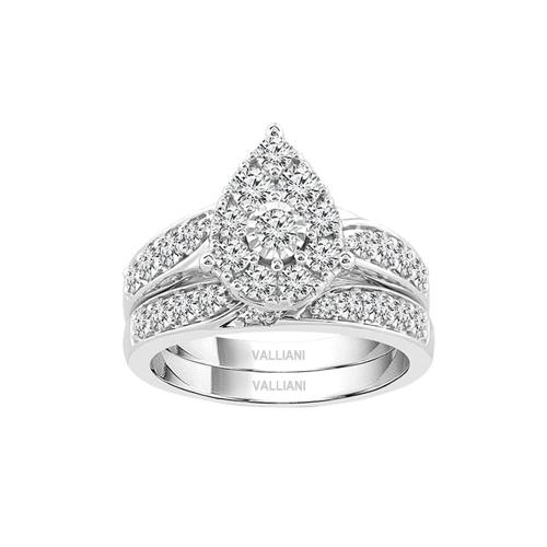 3/5 Ct. T.w. Diamond Pear-shaped Trio Set Ring In 14Kt White Gold