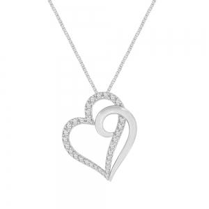 0.35 CT. T.W. DIAMOND DOUBLE HEART  PENDANT IN 10KT