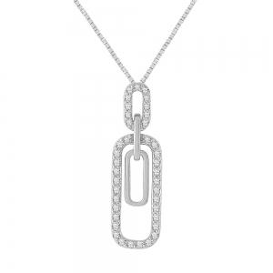 0.25 CT. T.W.  Diamond Paperclip Pendant In 14K Gold