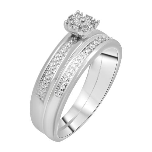 0.18 Ct. T.w. Diamond Trio Bridal Ring Set Bridal Ring In 10Kt White Gold