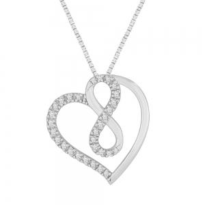 Novello Lab-grown Diamonds Infinity Heart Pendant 0.20 Ct. T.w. in 10K White Gold
