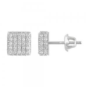 1/2 Ct. T.w. Diamond Square Cluster Stud Earrings In 10Kt White Gold