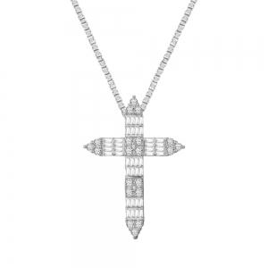 1 Ct. T.w. Diamond Cross Baguette Pendant In 14Kt White Gold