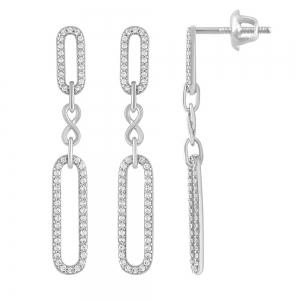 1/2 Ct. T.w. Diamond Paperclip Earrings In 18Kt White Gold