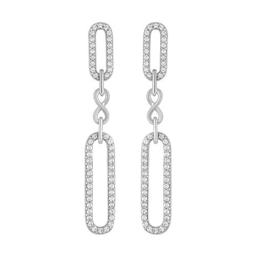 1/2 Ct. T.w. Diamond Paperclip Earrings In 18Kt White Gold