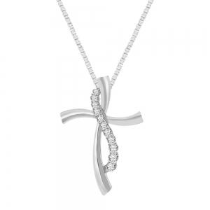 0.15 CT. T.W. DIAMOND CROSS PENDANT IN 10K GOLD