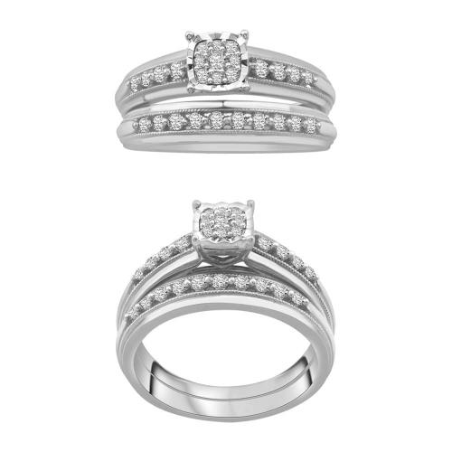 1/2 Ct. T.w. Diamond Trio Ring Set In 10Kt White Gold