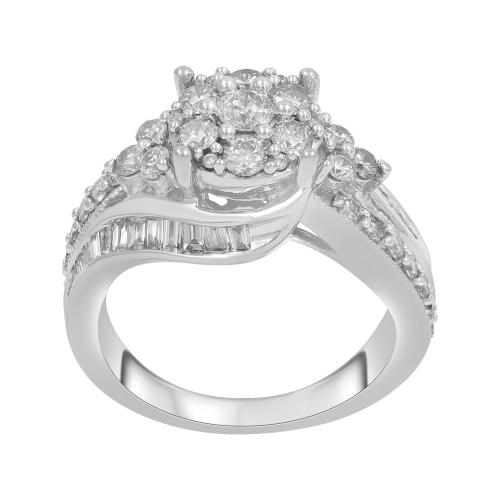 Everlasting Love® Cluster Bypass Diamond Fashion Ring - 1.60 Ct. T.w. in 14K White Gold