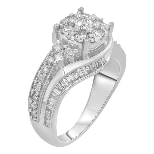 Everlasting Love® Cluster Bypass Diamond Fashion Ring - 1.60 Ct. T.w. in 14K White Gold