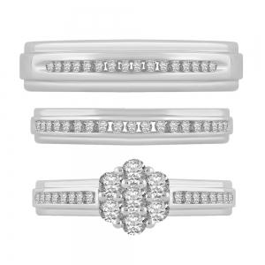 3/4 Ct. T.w. Diamond Trio Bridal Ring Set In 14Kt White Gold