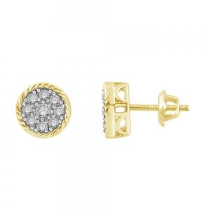 0.35 Ct. T.w. Diamond Round Cluster Stud Earrings In 14Kt Yellow Gold