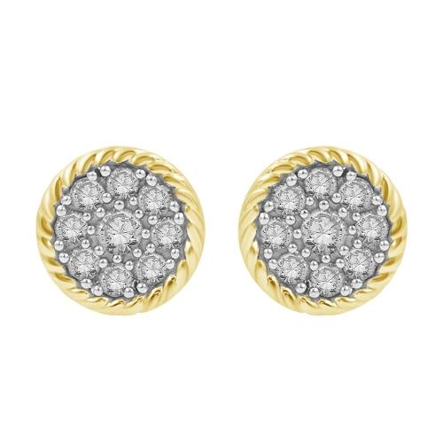 0.35 Ct. T.w. Diamond Round Cluster Stud Earrings In 14Kt Yellow Gold