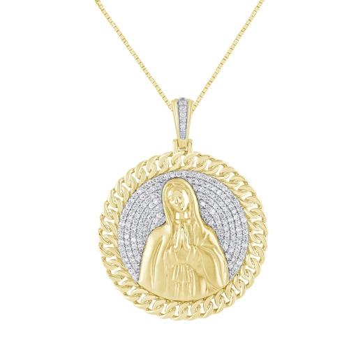 0.62 CT. T.W. DIAMOND VIRGIN MARY PENDANT IN 14K GOLD