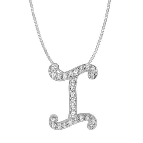 0.13 CT. T.W. DIAMOND  INITIAL " I " PENDANT IN 10K GOLD