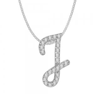 Novello Lab-grown Diamonds Letter J Initial Pendant 0.13 Ct. T.w. in 10K White Gold