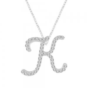 Novello Lab-grown Diamonds Letter K Initial Pendant 0.25 Ct. T.w. in 10K White Gold
